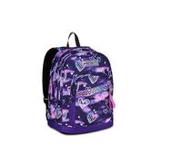Seven New Fit Schulranzen, Rucksack mit Doppelfach, Trinkflaschenfach, Tornister für Schule und Freizeit, ab 4. Klasse, Geschenk für Mädchen und Jungen, Blue Deep, lila/schwarz