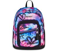 Seven New Fit Schulranzen, Rucksack mit Doppelfach, Trinkflaschenfach, Tornister für Schule und Freizeit, ab 4. Klasse, Geschenk für Mädchen und Jungen, Rodhamine Red, rosa/schwarz