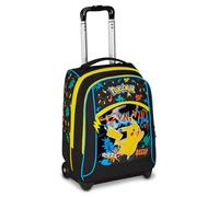 Seven Pokemon Big Trolley für die Feste Schule, Schwarz, 2 in 1, doppelter Gebrauch, Trolley und Rucksack, Grundschule, Kinder