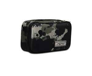 Seven Quick Case, Federmäppchen, Mäppchen, Mehrfarbig, Federtasche für Schreibwaren, Etui mit Stiften, Kugelschreiber, & mehr, Mädchen, Jungen, Schule, schwarz grau