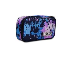 Seven Quick Case, Federmäppchen, Mäppchen, Mehrfarbig, Federtasche für Schreibwaren, Etui mit Stiften, Kugelschreiber, & mehr, Mädchen, Jungen, Schule, lila-blau
