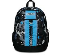 Seven Rucksack Advanced Schule, Freizeit, Geräumige Schultasche für Teenager, Mädchen, Jungen, Gepolsterter Schulranzen; mit Laptopfach und Trinkflaschenfach, schwarz-blau