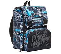 Seven Rucksack, Backpack für Schule, Uni & Freizeit, Erweiterbarer Schulranzen, Geräumige Schultasche für Teenager, Mädchen und Jungen, Extra Platz, blau, HANDWRITTEN