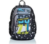 Seven Rucksack, Backpack für Schule, Uni & Freizeit, Geräumige Schultasche für Teenager, Mädchen, Jungen, Gepolsterter Schulranzen; mit Laptopfach & USB-Plug; Advanced Street Player, Mehrfarbig