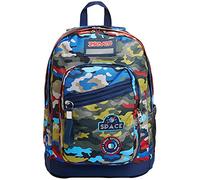 Seven Rucksack, Backpack für Schule, Uni & Freizeit, Geräumige Schultasche für Teenager, Mädchen und Jungen, mit Trinkflaschenfach, blau, italienisches Design, NEW FIT CAMO STAINS