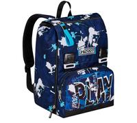 Seven Rucksack für Schule, Sport & Freizeit, Erweiterbarer Schulranzen, Geräumige Schultasche für Teenager, Mädchen und Jungen, Extra Platz, Trinkflaschenfach, blau