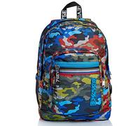Seven Rucksack für Schule, Sport und Freizeit, Geräumige Schultasche für Teenager, Mädchen und Jungen, mit Trinkflaschenfach, blau, praktisch mit USB-Anschluss, BROADER ADVENTURE CAMO