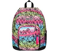 Seven Rucksack mit Doppelfach New Fit, JumpLove, Rosa, Trinkflaschentasche, großes Fassungsvermögen, vorgeformter Rücken, Schul- und Reiserucksack, Kinder und Jugendliche, Rosa, Taglia unica,