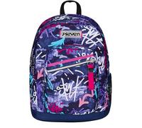 Seven Rucksack, gepolsterter Schulranzen für Schule, Sport und Freizeit, Geräumige Schultasche für Teenager, Mädchen und Jungen, mit Trinkflaschenfach, violett, italienisches Design