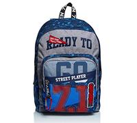 Seven Rucksack OUTSIZE Backpack für Schule, Sport & Freizeit, Geräumige Schultasche für Teenager, Mädchen und Jungen, mit Organizer, blau, praktisch, Doppelfach