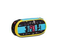 Seven s.p.a. BUSTINA ROUND PLUS TWO PLAYER ONE KONSOLE, schwarz, komplett mit Bleistiften, Markern usw., Schule & Freizeit