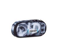 Seven Schulbeutel Round Plus, Graffiti-Grau, Innentasche mit Reißverschluss und elastischen Stiftschlaufen, Zubehör Rucksack, Grundschule, Mittel- und Oberschule, Kinder und Jungen, Graffiti-Grau