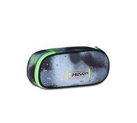 Seven Schulbeutel Round Plus, Schwarz und Grau, Innentasche mit Reißverschluss und elastischen Stiftschlaufen, Zubehör Rucksack, Grundschule, Mittelschule, Kinder und Jungen, schwarz / grau, Taglia