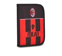 Seven Schulmäppchen mit 1 Reißverschluss Milan, Rot Schwarz, Stiftehalter Monofach komplett mit Bleistiften, Filzstiften, Jungen, Kindergarten, Fußball