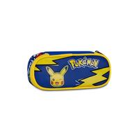 Seven Schulmäppchen Round Plus Pokemon, blau, geräumiges Innenfach, Stifthalter, Trennwand mit Gummibändern, Reißverschlusstasche, Rucksackzubehör, Grund- und Sekundarschule