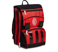 Seven Schulranzen für Grundschule AC Mailand, erweiterbarer Rucksack, Tornister ab 1. Klasse, Extra Volumen; Geräumige Schultasche mit Trinkflaschenfach, Geschenkidee, schwarz rot