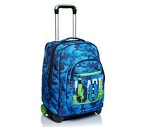 Seven Schulranzen mit Rollen, Schulrucksack jungen 1. klasse, Rucksack mit Trolley Funktion, 2 in 1 Trolley, blau