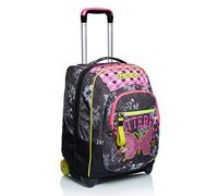 Seven Schulranzen mit Rollen, Schulrucksack Mädchen 1. klasse, Rucksack mit Trolley Funktion, 2 in 1 Trolley, pink/grau