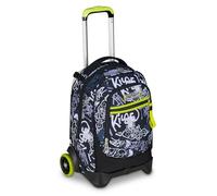 Seven Schulranzen mit Trolley-Funktion New Tech, Rucksack mit Rollen, zum Ziehen, für Schule Sport Freizeit, ab 1. Klasse, für Mädchen und Jungen, gepolsterter Rucksack, mit Laptopfach, grau