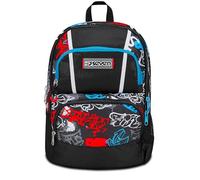 Seven Schulrucksack Adavanced Pockets, Schwarz Rot, Half Street, Rucksack mit Doppelfach Multi-Taschen, mit PC-Tasche, Trinkflasche und Organizer, mittlere und obere Rucksack, Kinder Jungen, Schwarz,