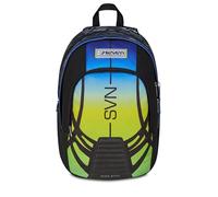 Seven Schulrucksack Dual Nuanced, blau gelb, doppeltes Fach mit 31 Liter Fassungsvermögen, mit PC-Tasche, Trinkflasche und Tasche mit Organizer, mittlere und obere Schulen, für Jungen