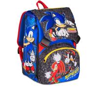 Seven Schulrucksack, erweiterbar, Big Sonic, Blau, 24 l, erweiterbar durch Reißverschluss, Fronttasche, Seitentasche für Trinkflasche, Grundschule, Kinder