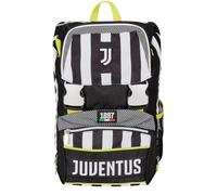 Seven Schulrucksack FC Juventus Fußball - WIN IS THE RULE, schwarz weiß - Doppelter Rucksack mit Reißverschluss und Fach für Trinkflasche, Kinderrucksack, mehrfarbig, Taglia unica, Rucksack Backpacks