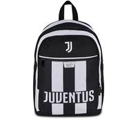 Seven Schulrucksack mit Doppelfach Juventus, Schwarz, 26 l, Fronttasche, Seitentasche für Trinkflasche, Grund- und Mittelschule, Kinder und Jugendliche, Fußball, offizielles Produkt