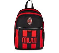 Seven Schulrucksack mit Doppelfach Milan, Schwarz, 26 l, Fronttasche, Seitentasche für Trinkflasche, Grund- und Mittelschule, Kinder und Jugendliche, Fußball, offizielles Produkt