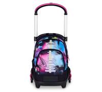 Seven Schultrolley Flex mit 3 Rädern, Fuchsia, Rucksack mit abnehmbarem Trolley von 31 Liter, mit PC-Tasche, Trinkflasche, multifunktional, handlich und bequem, mittlere und obere Schulen, Mädchen