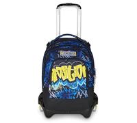 Seven Schultrolley Jack 3 Räder, Blau Gelb, Rucksack mit abnehmbarem Trolley von 37 l, Trinkflasche, abnehmbarer Rucksack, Rucksack für Grund- und Mittelschule, Kinderrucksack, blau, Taglia Unica