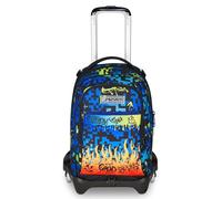 Seven Schultrolley Jack mit 3 Rädern, Blau, Rucksack mit abnehmbarem Carrxllo von 34 l, Tasche Trinkflasche und Crossover System, handlich robust, für Grund- und Mittelschule, Kinderrucksack