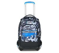 Seven Schultrolley Jack mit 3 Rädern, Grau Hellblau, Rucksack mit abnehmbarem Trolley von 37 l, Trinkflasche, abnehmbarer Rucksack, vielseitig und geräumig, Grund- und Mittelschule, Kinderrucksack