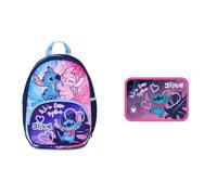 Seven Set Lilo & Stitch Kinderrucksack für Kinder ab 3 Jahren, Kita und Kindergarten + Brotdose für Kinder mit Clip Verschluss, Spülmaschinenfest