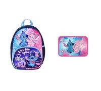 Seven Set Lilo & Stitch Kinderrucksack für Kinder ab 3 Jahren, Kita und Kindergarten + Brotdose für Kinder mit Clip Verschluss, Spülmaschinenfest
