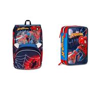 Seven Set Schulranzen Junge 1. Klasse Spiderman, erweiterbarer Schulrucksack + Mäppchen mit 3 Fächern