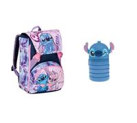 Seven Set Schulranzen Mädchen 1. Klasse Lilo & Stitch, erweiterbarer Schulrucksack + erweiterbares Mäppchen