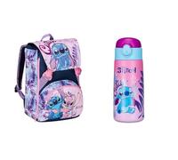 Seven Set Schulranzen Mädchen 1. Klasse Lilo & Stitch, erweiterbarer Schulrucksack + Trinkflasche
