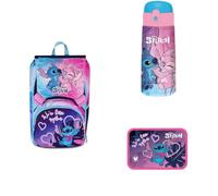 Seven Set Schulranzen Mädchen 1. Klasse Lilo & Stitch, erweiterbarer Schulrucksack + Trinkflasche + Brotdose