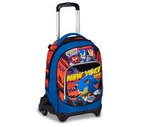 Seven Sonic Jack Schultrolley mit 3 Rädern, Blau, Rucksack mit abnehmbarem Wagen von 33 Liter, für Grundschule, Kinder