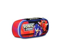Schülertasche Rund Plus Sonic Come and GET ME, Blau Rot - Stiftehalter für Schule Monofach - Federmäppchen für Kinder und Jungen - Grundschule, Mittelschule, blau, Taglia Unica, Schule