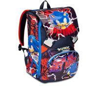 Seven Schulrucksack Sonic Prime erweiterbar - Rot Blau - Doppelter Rucksack mit Reißverschluss und Trinkflaschenhalter, Kinderrucksack, mehrfarbig, Taglia unica, Rucksack Backpacks