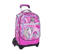 Seven Spa Yub Schultrolley mit 3 Rädern, Rosa, MagicWorld, 3 in 1, Dreifach-Nutzung, Rucksack mit abnehmbarem Trolley und Crossover-System, Rucksäcke und Trolley für Schule und Reise, Rosa, Taglia