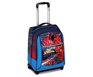 Seven Spiderman Big Trolley für die Schule, Blau, 2 in 1, Doppelzweck, Trolley und Rucksack, Grundschule, Kinder, blau, Blu, Casual