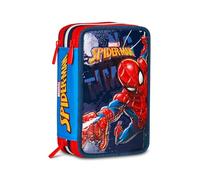 Seven Spiderman Federmäppchen für die Schule mit 3 Reißverschlüssen, Blau, Federmäppchen, Dreifachfach, komplett mit Stiften, Bleistiften, Farben, Zubehör Rucksack, Grundschulen, Kinder, blau, Modern
