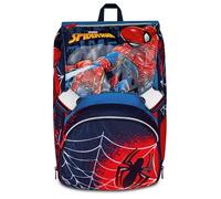 Seven Spiderman Rucksack mit doppeltem ausziehbarem Fach, Blau, Maxi Fassungsvermögen, vorgeformte Rückenlehne, Kinder, Grundschule, blau, Blu, Casual