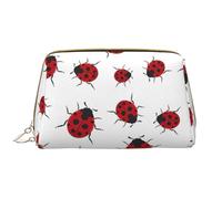 Seven Star Marienkäfer-Reißverschluss, Leder, tragbare, wasserdichte Kosmetiktasche für Zuhause, Reisen, um Toilettenartikel und Kleinigkeiten zu organisieren, weiß, Einheitsgröße