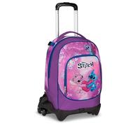 Seven Stitch Trolley Jack, 3 Verwendungszwecke, abnehmbarer Rucksack, Doppelfach, versenkbare Schultergurte, elastischer Flaschenhalter, Schule und Freizeit, Mädchen und Mädchen, Violett