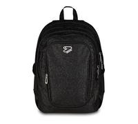 Seven Tech Shiny Schulranzen, Geräumige Schultasche, Rucksack für Teenager, Mädchen Jungen, Tornister mit Doppelfach, reflektierende Einsätze, Trinkflaschenfach-Laptopfach, gepolstert, schwarz