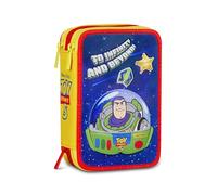 Seven Toy Story Federmäppchen mit 3 Reißverschlüssen, 3 Fächer, komplett mit Bleistiften, Filzstiften, Farben, Rucksackzubehör, Elementaren, Medien, Top, Tiefblau, Mädchen und Mädchen, Rosa